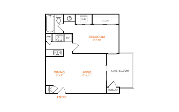 the floor plan for a two bedroom apartment at The Preslee